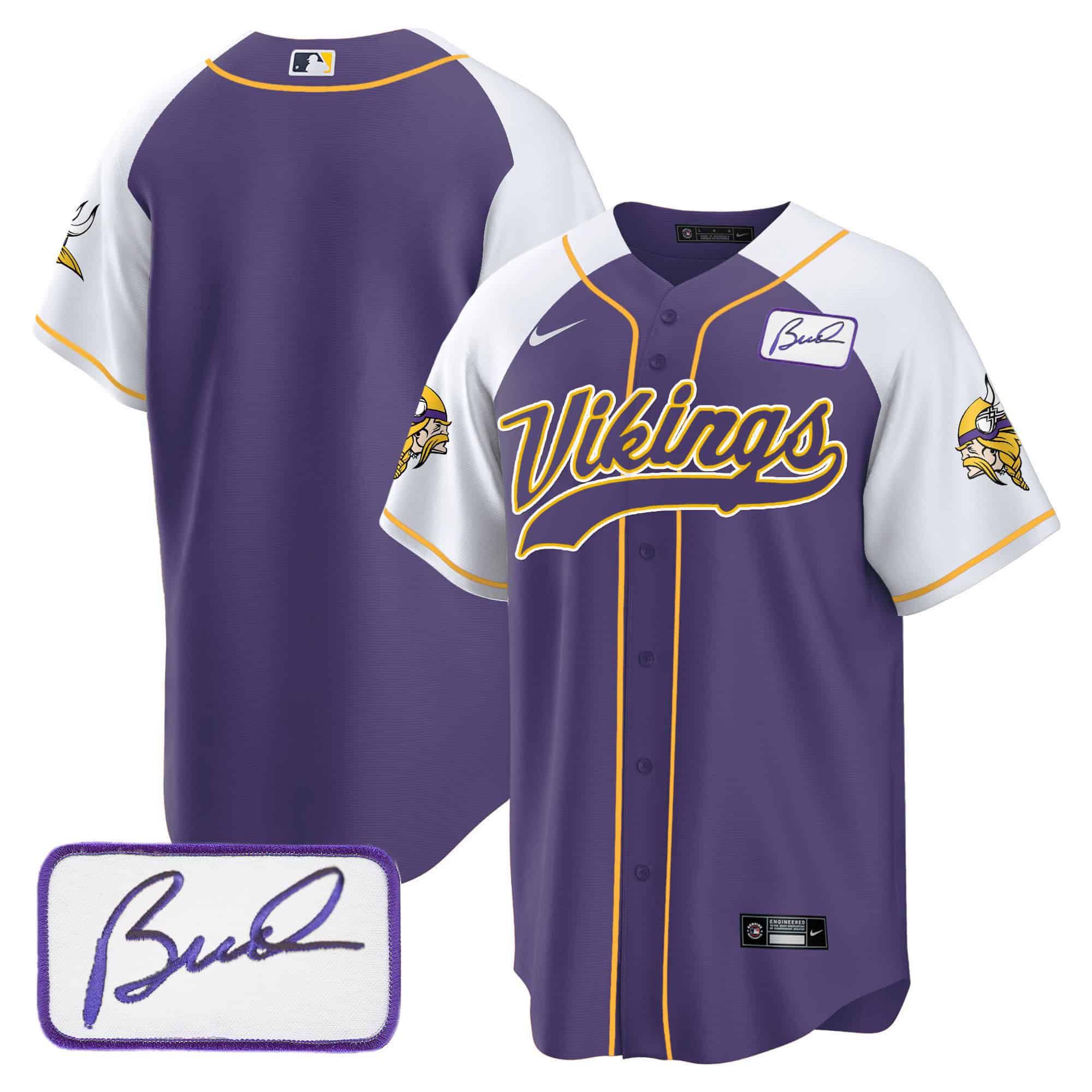 Men Minnesota Vikings Blank Purple 2024 Nike Bud Grant Patch Classic Baseball NFL Jersey